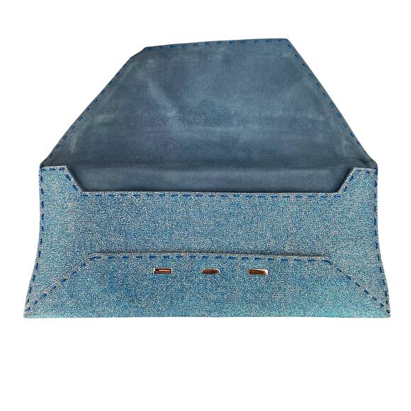 VBH Manila Envelope Clutch Blue Sparkle Glitter Edition 0608 Suede Lining Formal - Picture 2 of 6